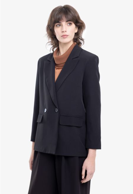 Notch Lapel Solid Formal Blazer