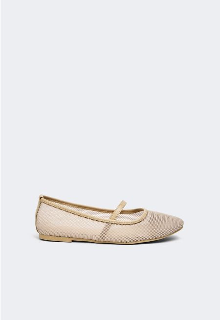 Solid Mesh Ballerina Flats