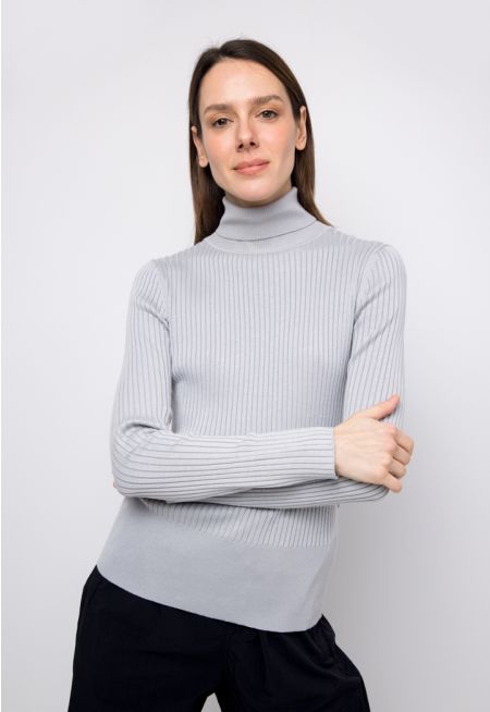 Ribbed Knitted Solid Long Sleeve Top