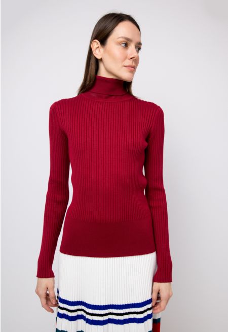 Ribbed Knitted Solid Long Sleeve Top