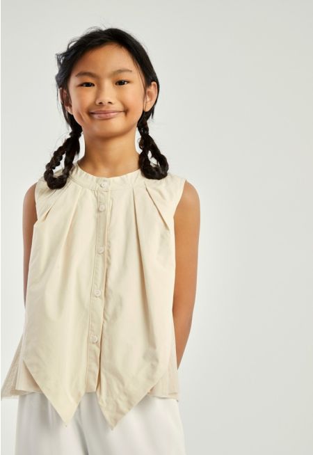 Net Detail Buttoned Top