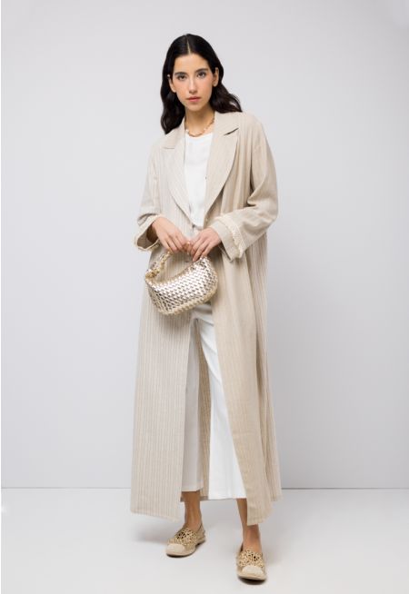 Striped Double Breasted Tassel Jacket