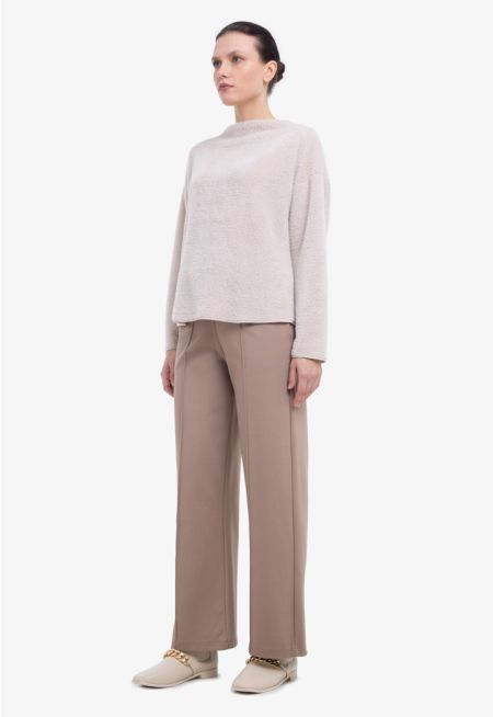 Pin Tuck Knitted Straight Pants