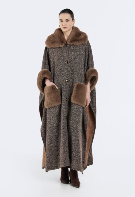 Faux Fur Embellished Bisht