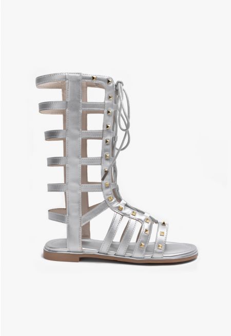 Studded Zip Up Gladiator Sandals