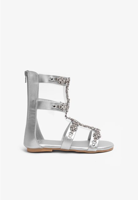 Rhinestones Embellished Ankle Sandals