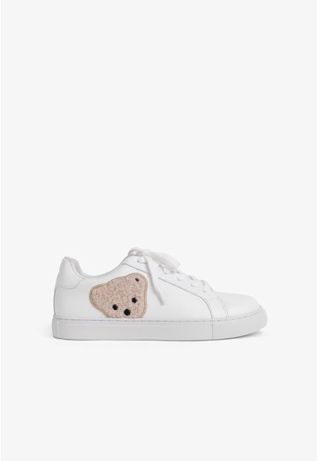 Shearling Embellished Canvas Sneakers