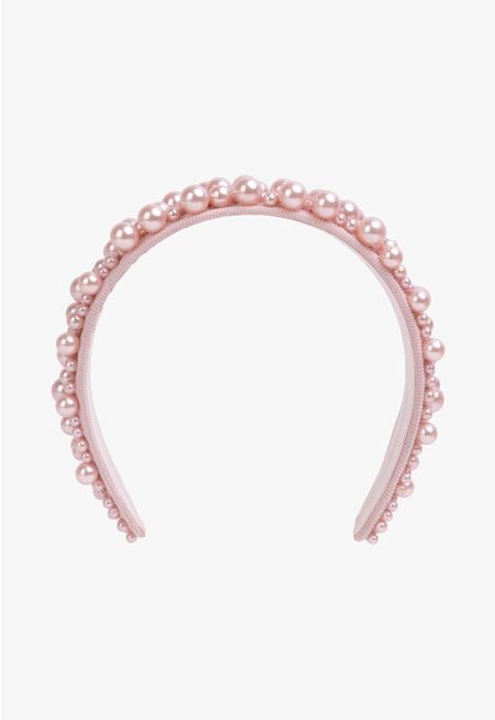 Wide Faux Pearls Headband