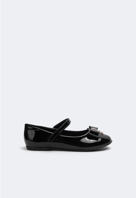 Embellished Bow Ankle Strap Shoes