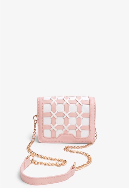 Two Toned Intricate Crossbody Bag