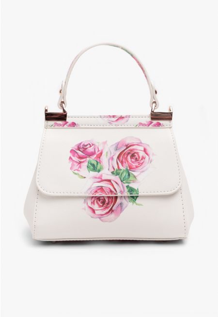Floral Top Handle Handbag