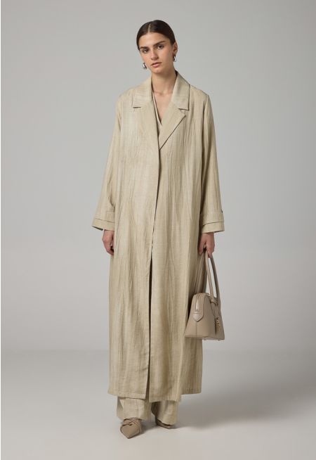 Solid Textured Abaya With Hijab (2PCS)