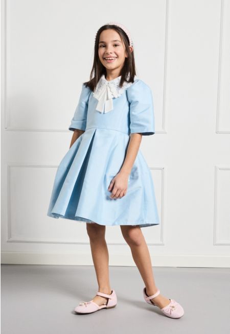 Lace Shirt Collar Dress