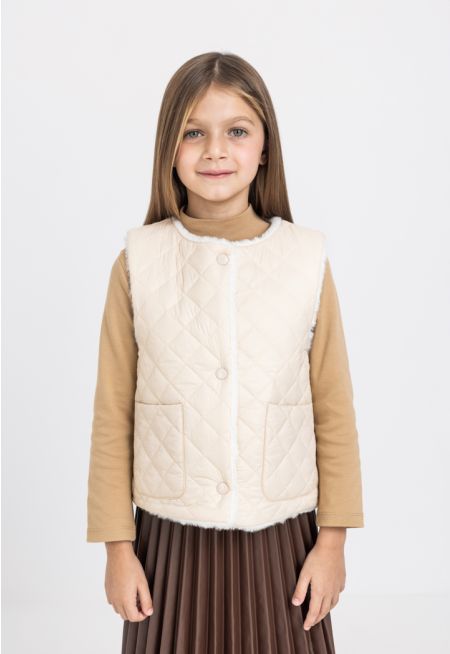 Faux Fur Embellished Padded Vest