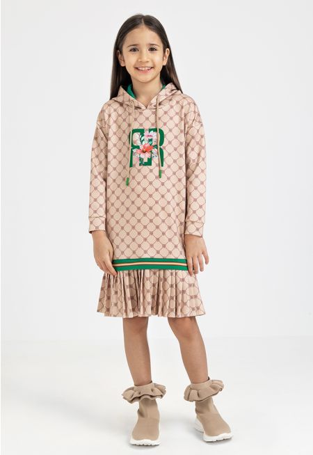 Printed Monogram Hoodie Dress