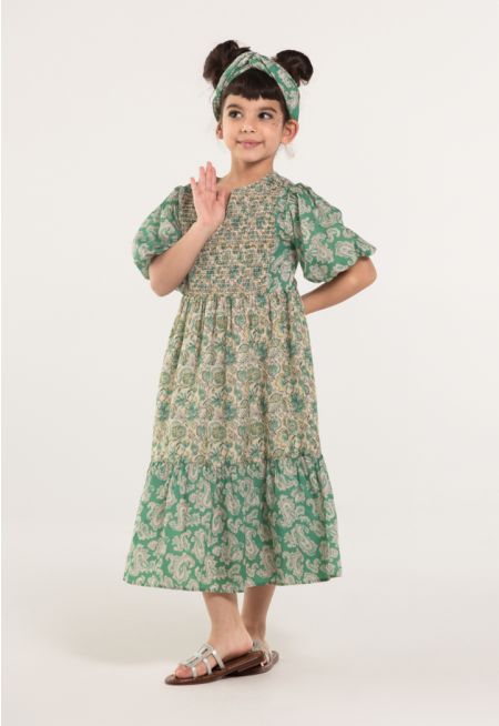 Puff Sleeves Smocked Dress