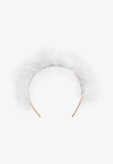 Faux Feather Embellished Wide Headband