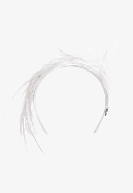 Thin Embellished Faux Feather and Crystal Headband