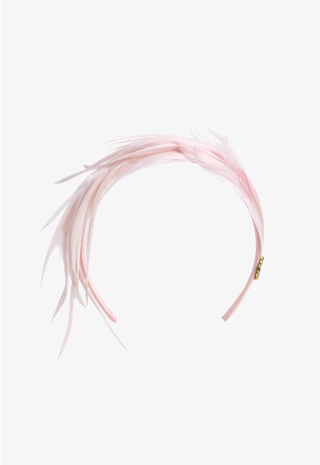 Thin Embellished Faux Feather and Crystal Headband