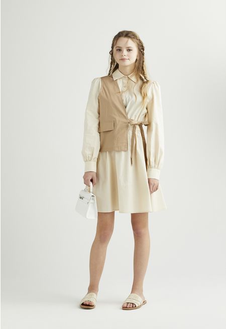 Tie Vest Shirt Dress