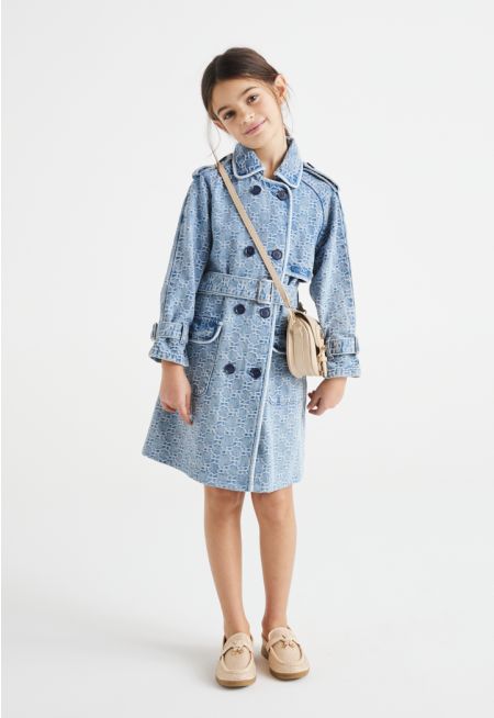 Monogram Denim Trench Coat