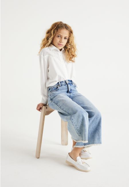 Classic Wide Leg Denim Jeans