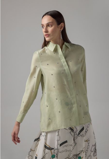 Crystal Embellished Basic Shirt