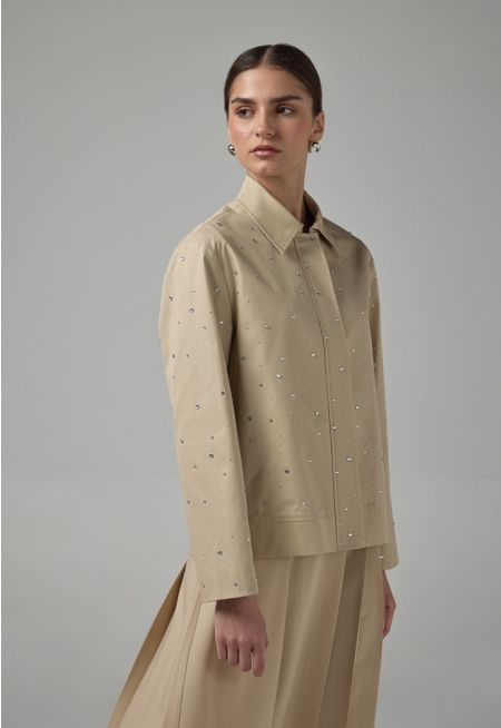 Long Sleeve Crystal Embellished Jacket