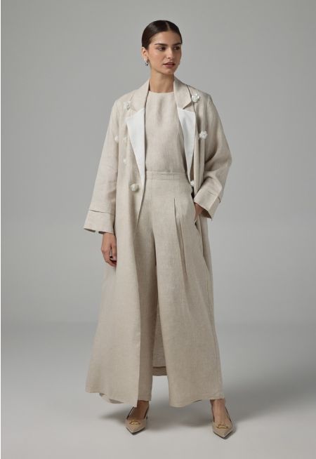 Solid Linen Wide Leg Trousers - Ramadan Style