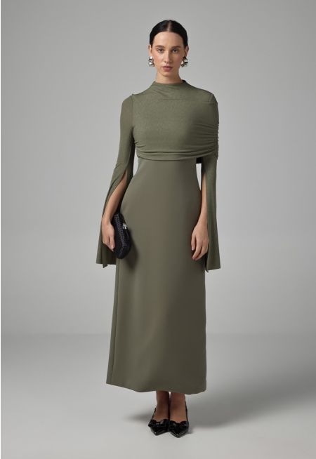 Maxi Dress With Overlay Knitted