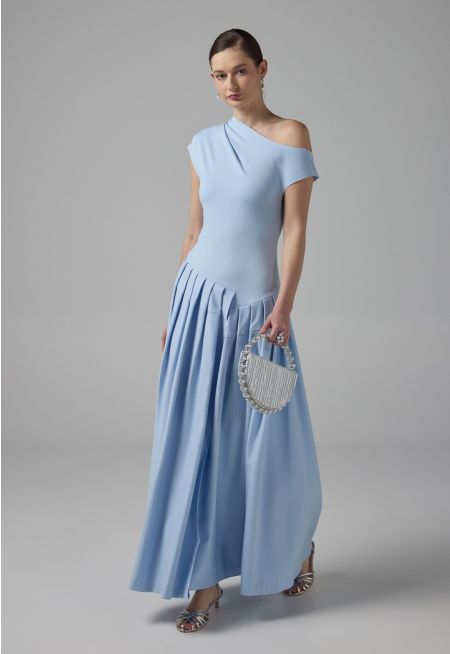 Half Of Shoulder Pleated Dress