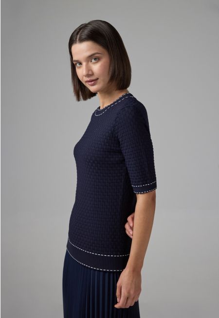 Contrast Ribbed Knitted Top