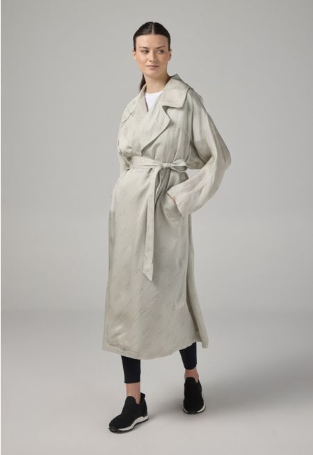 Monogram Long Sleeve Belted Trench Coat