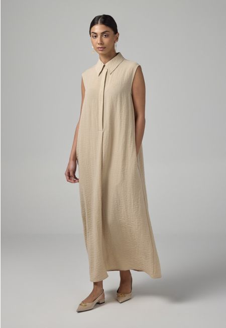 Crinkled Sleeveless Dress