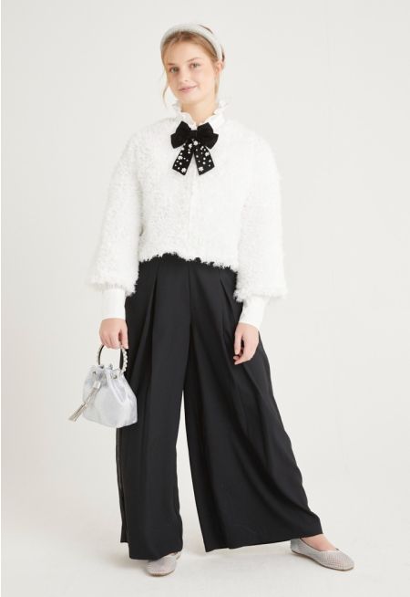 Embellished Sides Palazzo Trousers