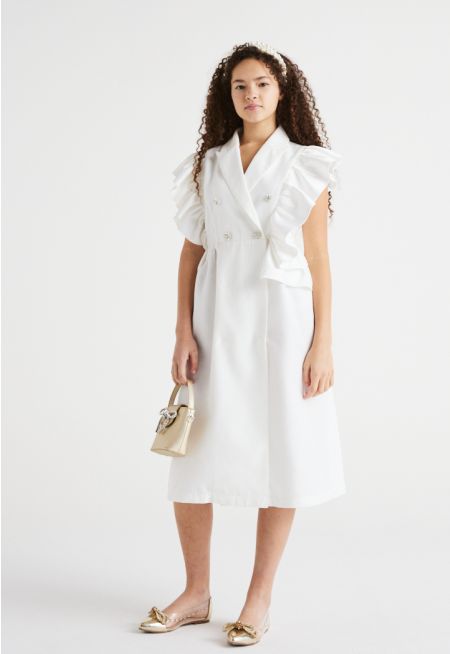 Ruffled Sleeveless Wrap Dress