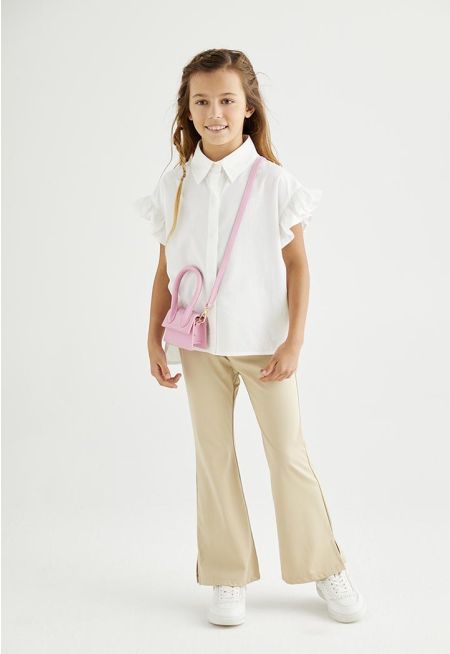 Slit Hems Elastic Trousers