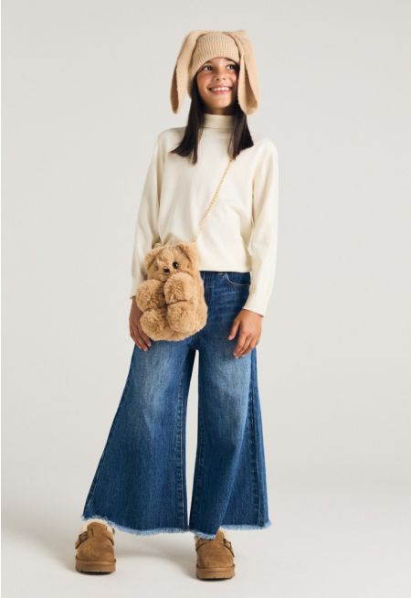 Wide Leg Frayed Jeans