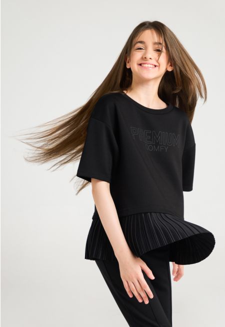Pleated Hem T Shirt