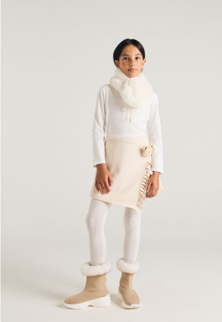 Solid Frayed Skirt
