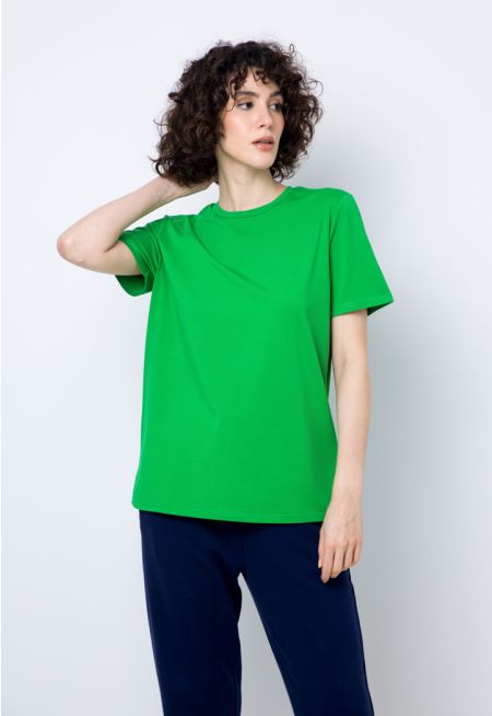 تيشيرت سادة بيسك بأكمام قصيرة