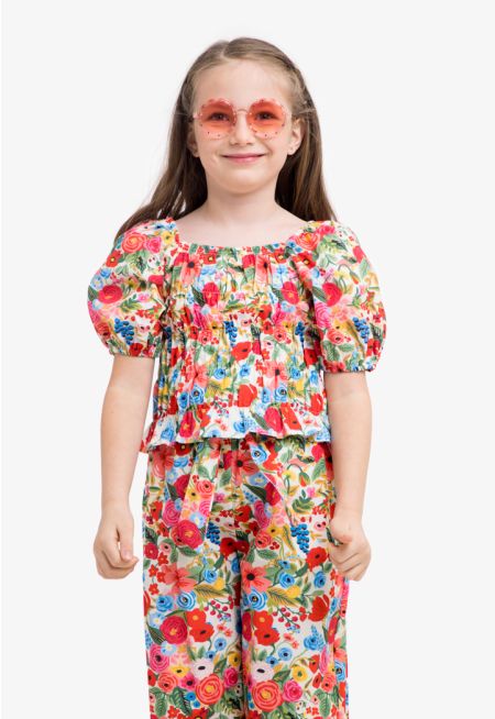Floral Print Short Sleeved Top