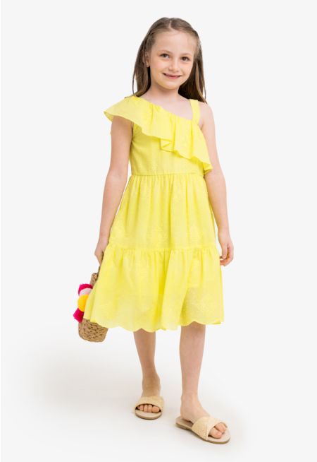 Off Shoulder Schiffli Dress
