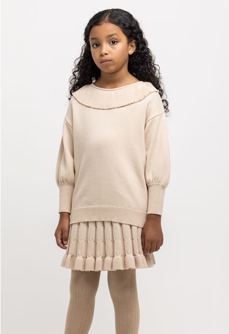 Puritan Pearl Embellished Collar Knitted Blouse -Sale