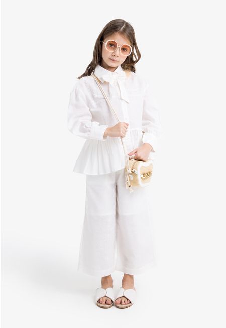 Ruffle Lace Blouse & Trouser Set