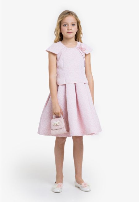 Floral Textured Metallic Dress
