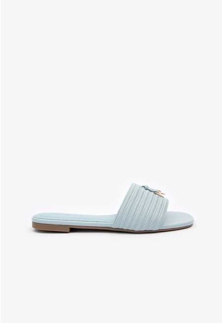 Solid PU Leather Charm Flats