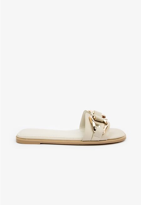PU Leather Acrylic Chain Flats