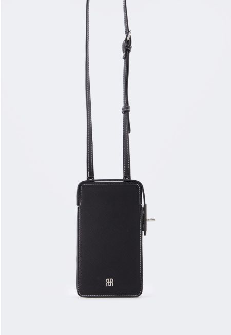 Solid Embroidered Crossbody Bag