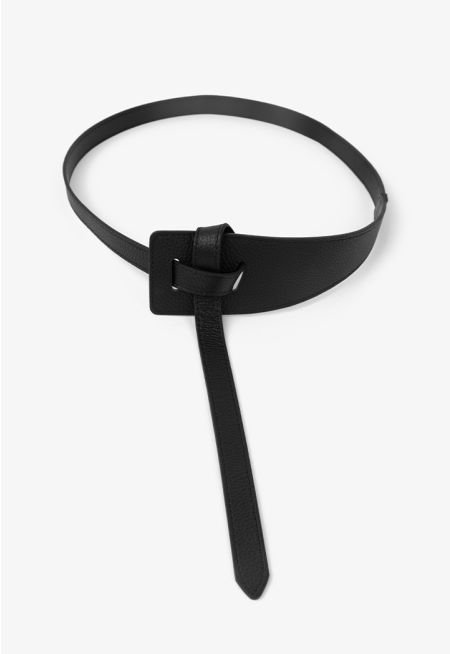 Solid PU Leather Tie Belt